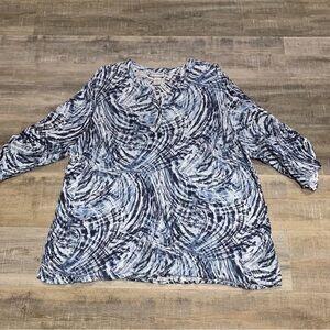 Catherine’s 2X 22/24W Blue 3/4 Roll Tab Sleeve Blouse Top